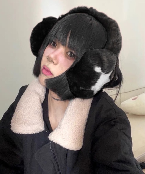 shopnikoniko（ショップニコニコ）の「星マーク フェイクファー イヤーマフ 耳あて もこもこ（イヤーマフ・レディース・ブラウン/グレー/ホワイト/ブラック・フリー）」の3枚目の写真