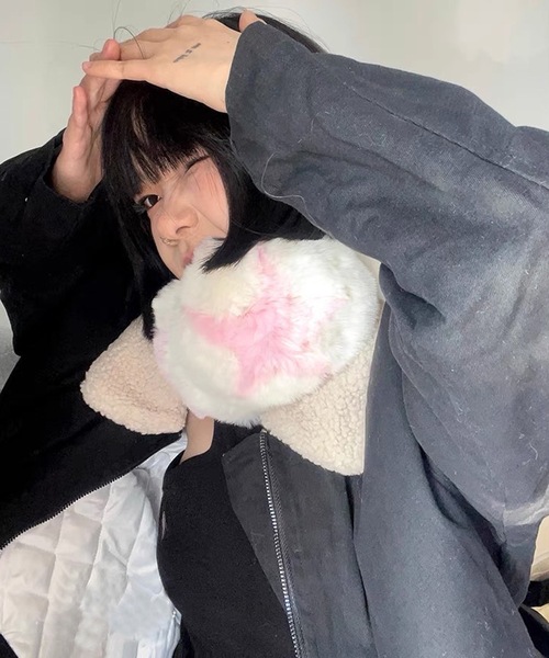 shopnikoniko（ショップニコニコ）の「星マーク フェイクファー イヤーマフ 耳あて もこもこ（イヤーマフ・レディース・ブラウン/グレー/ホワイト/ブラック・フリー）」の7枚目の写真