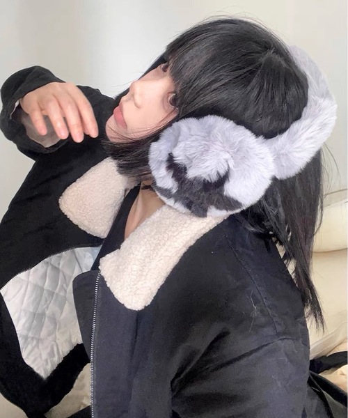shopnikoniko（ショップニコニコ）の「星マーク フェイクファー イヤーマフ 耳あて もこもこ（イヤーマフ・レディース・ブラウン/グレー/ホワイト/ブラック・フリー）」の13枚目の写真