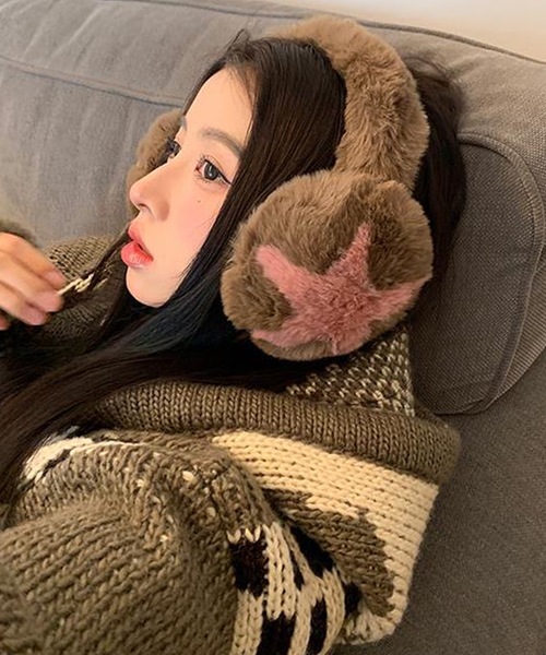 shopnikoniko（ショップニコニコ）の「星マーク フェイクファー イヤーマフ 耳あて もこもこ（イヤーマフ・レディース・ブラウン/グレー/ホワイト/ブラック・フリー）」の15枚目の写真