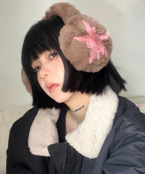 shopnikoniko（ショップニコニコ）の「星マーク フェイクファー イヤーマフ 耳あて もこもこ（イヤーマフ・レディース・ブラウン/グレー/ホワイト/ブラック・フリー）」の17枚目の写真