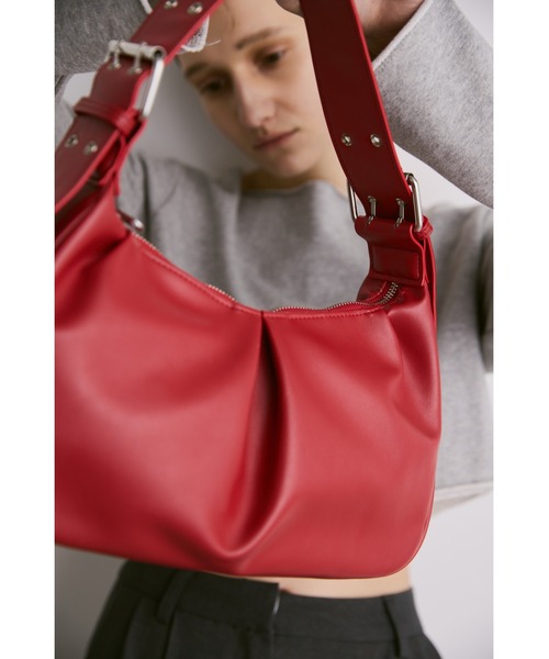 ワンハンドルタックハンドバッグ/フェイクレザーショルダーバッグ/ペットボトル収納可能