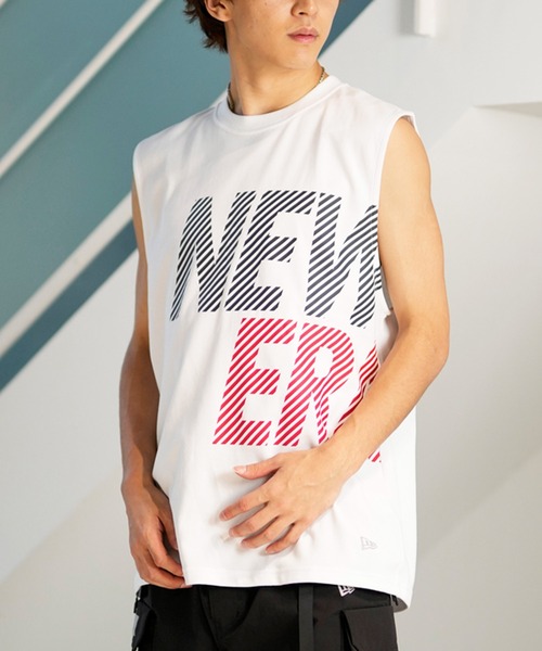 NEW ERA(ニューエラ)の「NEW ERA/ニューエラ タンクトップ フロントプリント 吸汗速乾 14121983/14121984/14121985(タンクトップ・メンズ・ホワイト×ネイビー/ブラック×グレー/ブラック×ホワイト/ホワイト×ブラック・XL/M/L)」の2枚目の写真