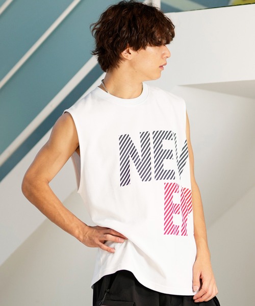 NEW ERA(ニューエラ)の「NEW ERA/ニューエラ タンクトップ フロントプリント 吸汗速乾 14121983/14121984/14121985(タンクトップ・メンズ・ホワイト×ネイビー/ブラック×グレー/ブラック×ホワイト/ホワイト×ブラック・XL/M/L)」の8枚目の写真