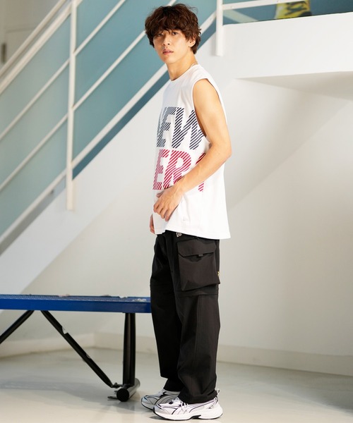 NEW ERA(ニューエラ)の「NEW ERA/ニューエラ タンクトップ フロントプリント 吸汗速乾 14121983/14121984/14121985(タンクトップ・メンズ・ホワイト×ネイビー/ブラック×グレー/ブラック×ホワイト/ホワイト×ブラック・XL/M/L)」の10枚目の写真