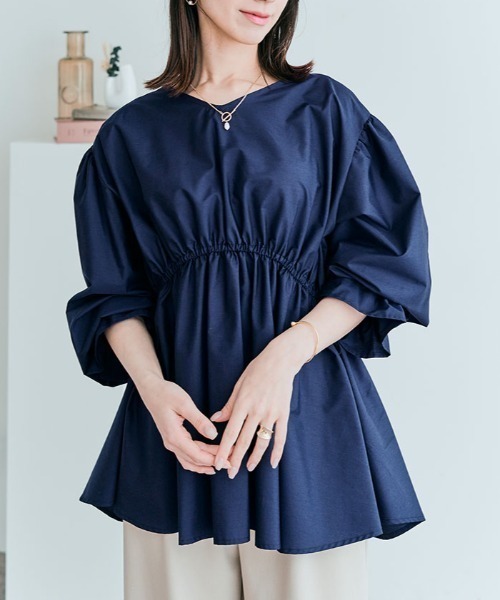 kirakiraShop(キラキラショップ)の「前後2way ドロスト ペプラム ブラウス(シャツ/ブラウス・レディース・ブラック/オフホワイト/ベージュ/ネイビー・M/L)」の4枚目の写真
