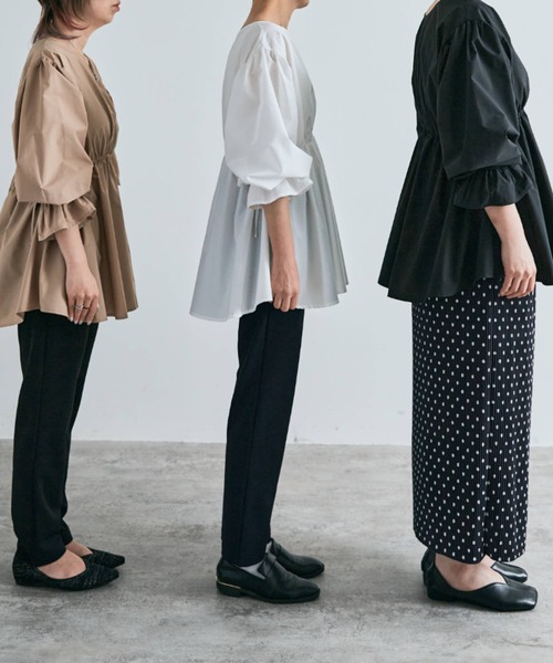 kirakiraShop(キラキラショップ)の「前後2way ドロスト ペプラム ブラウス(シャツ/ブラウス・レディース・ブラック/オフホワイト/ベージュ/ネイビー・M/L)」の10枚目の写真