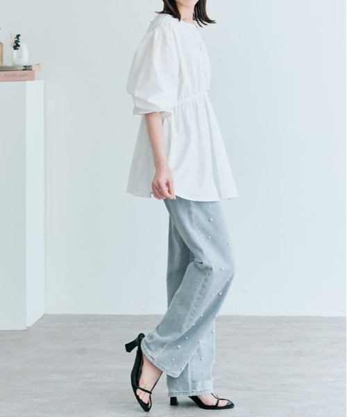 kirakiraShop(キラキラショップ)の「前後2way ドロスト ペプラム ブラウス(シャツ/ブラウス・レディース・ブラック/オフホワイト/ベージュ/ネイビー・M/L)」の13枚目の写真