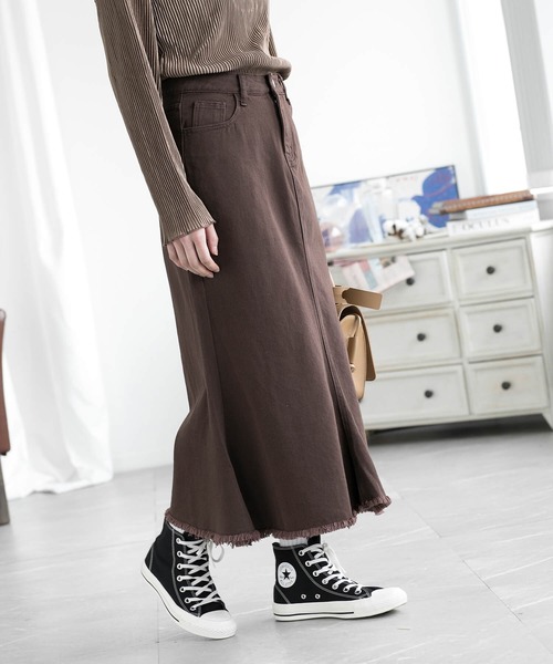 aimoha（アイモハ）の「デニムマーメードスカート（デニムスカート・レディース・チョコ・X-SMALL/SMALL/MEDIUM）」の4枚目の写真