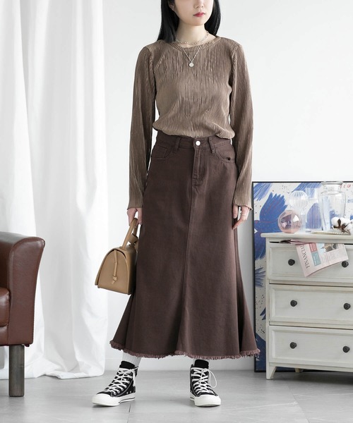 aimoha（アイモハ）の「デニムマーメードスカート（デニムスカート・レディース・チョコ・X-SMALL/SMALL/MEDIUM）」の10枚目の写真