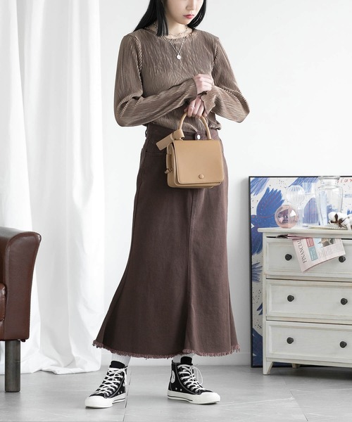 aimoha（アイモハ）の「デニムマーメードスカート（デニムスカート・レディース・チョコ・X-SMALL/SMALL/MEDIUM）」の8枚目の写真