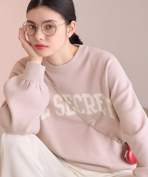 ROPE' PICNIC(ロペピクニック)の「スウェットライクロゴジャガードニットプルオーバー(ニット/セーター・レディース・チャコールグレー/ピンク系その他2/キナリ/ライトグレー・38)」の4枚目の写真