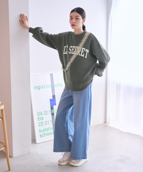 ROPE' PICNIC(ロペピクニック)の「スウェットライクロゴジャガードニットプルオーバー(ニット/セーター・レディース・チャコールグレー/ピンク系その他2/キナリ/ライトグレー・38)」の5枚目の写真