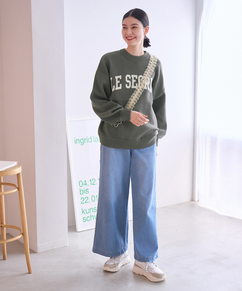 ROPE' PICNIC(ロペピクニック)の「スウェットライクロゴジャガードニットプルオーバー(ニット/セーター・レディース・チャコールグレー/ピンク系その他2/キナリ/ライトグレー・38)」の6枚目の写真