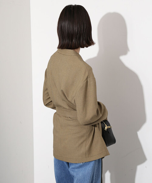 SLOBE IENA（スローブイエナ）の「メランジツイルニュアンスジャケット（ノーカラージャケット・レディース・ベージュ/グレー・FREE）」の20枚目の写真