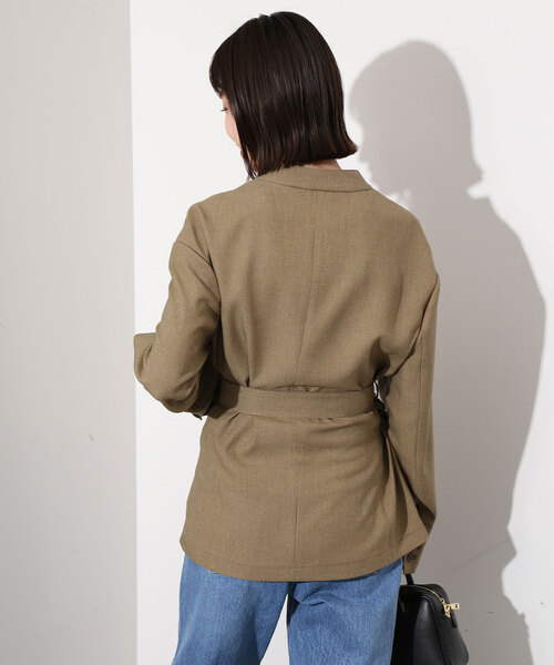 SLOBE IENA（スローブイエナ）の「メランジツイルニュアンスジャケット（ノーカラージャケット・レディース・ベージュ/グレー・FREE）」の21枚目の写真