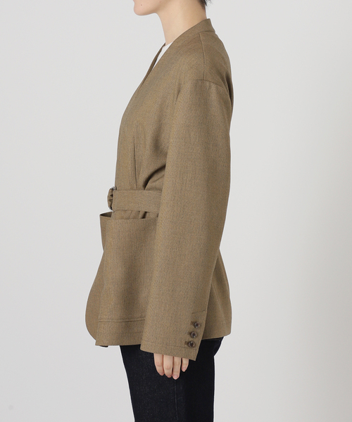 SLOBE IENA（スローブイエナ）の「メランジツイルニュアンスジャケット（ノーカラージャケット・レディース・ベージュ/グレー・FREE）」の11枚目の写真