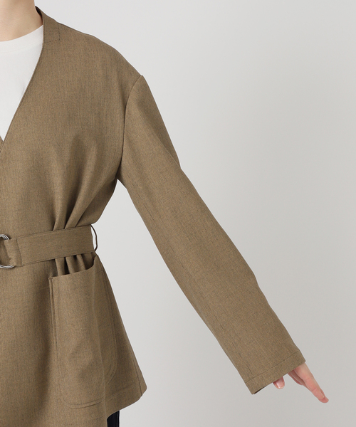 SLOBE IENA（スローブイエナ）の「メランジツイルニュアンスジャケット（ノーカラージャケット・レディース・ベージュ/グレー・FREE）」の15枚目の写真