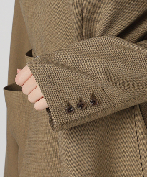 SLOBE IENA（スローブイエナ）の「メランジツイルニュアンスジャケット（ノーカラージャケット・レディース・ベージュ/グレー・FREE）」の4枚目の写真