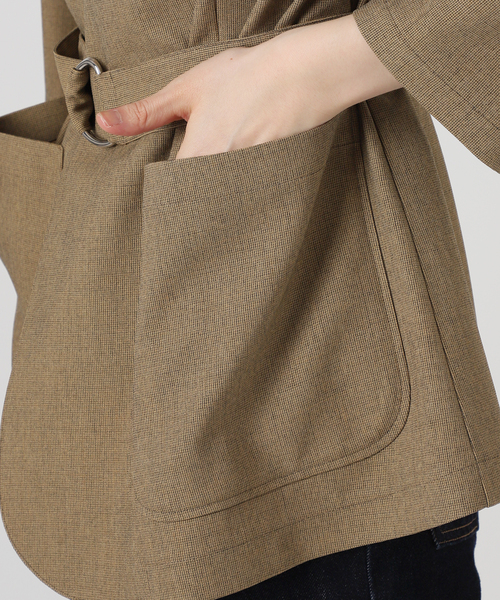 SLOBE IENA（スローブイエナ）の「メランジツイルニュアンスジャケット（ノーカラージャケット・レディース・ベージュ/グレー・FREE）」の5枚目の写真