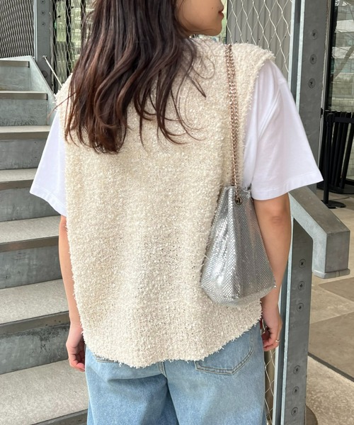 CIAOPANIC TYPY（チャオパニックティピー）の「【新色追加】フラッグヤーンクロップドベスト（ベスト・レディース・ベージュ/オフホワイト/ブルー/ブラック/オレンジ/イエロー・ONE SIZE）」の21枚目の写真