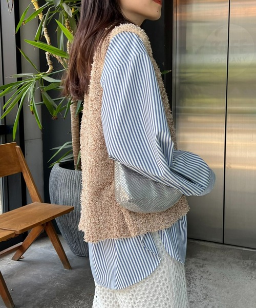 CIAOPANIC TYPY（チャオパニックティピー）の「【新色追加】フラッグヤーンクロップドベスト（ベスト・レディース・ベージュ/オフホワイト/ブルー/ブラック/オレンジ/イエロー・ONE SIZE）」の13枚目の写真