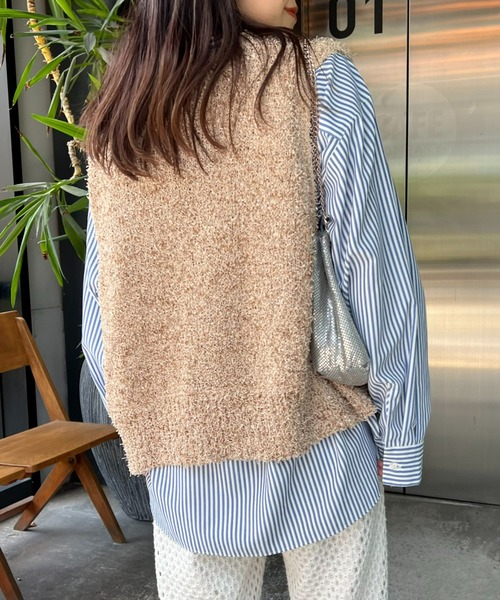 CIAOPANIC TYPY（チャオパニックティピー）の「【新色追加】フラッグヤーンクロップドベスト（ベスト・レディース・ベージュ/オフホワイト/ブルー/ブラック/オレンジ/イエロー・ONE SIZE）」の14枚目の写真