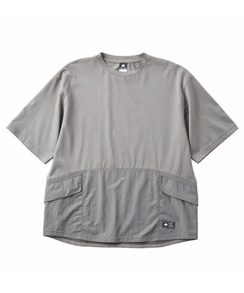 LOGOS(ロゴス)の「【CAMP LOGOS/キャンプロゴス】コットン×ナイロン 5分袖 コンビネーションTシャツ(Tシャツ/カットソー・メンズ・ブラック/チャコールグレー/オフホワイト・XL/L/M)」の3枚目の写真