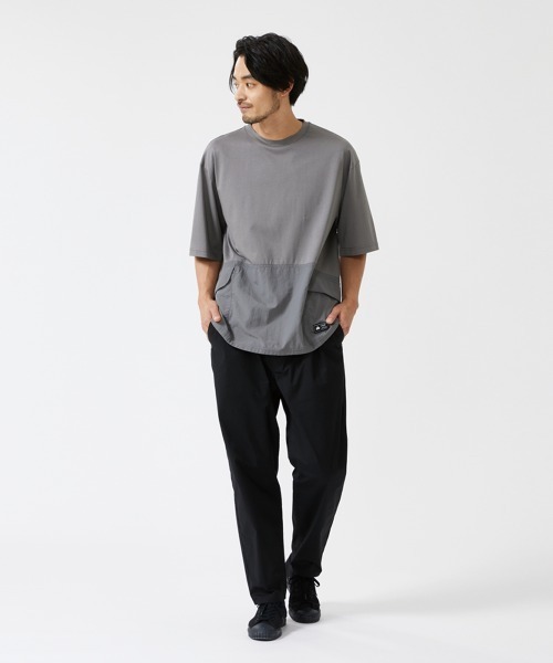 LOGOS(ロゴス)の「【CAMP LOGOS/キャンプロゴス】コットン×ナイロン 5分袖 コンビネーションTシャツ(Tシャツ/カットソー・メンズ・ブラック/チャコールグレー/オフホワイト・XL/L/M)」の8枚目の写真