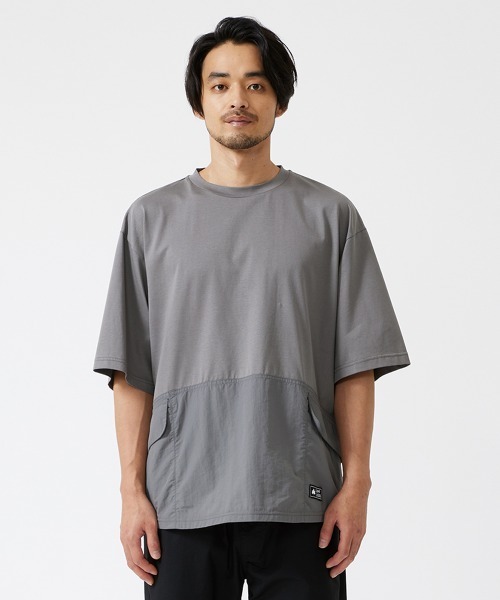 LOGOS(ロゴス)の「【CAMP LOGOS/キャンプロゴス】コットン×ナイロン 5分袖 コンビネーションTシャツ(Tシャツ/カットソー・メンズ・ブラック/チャコールグレー/オフホワイト・XL/L/M)」の12枚目の写真