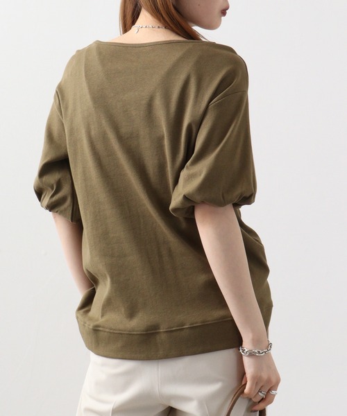 atONE（アットワン）の「atONE フレア袖ドロップショルダーTシャツ（Tシャツ/カットソー・レディース・オフホワイト/杢グレー/ブラック/カーキ/ネイビー・LL/L/3L/4L/M）」の19枚目の写真