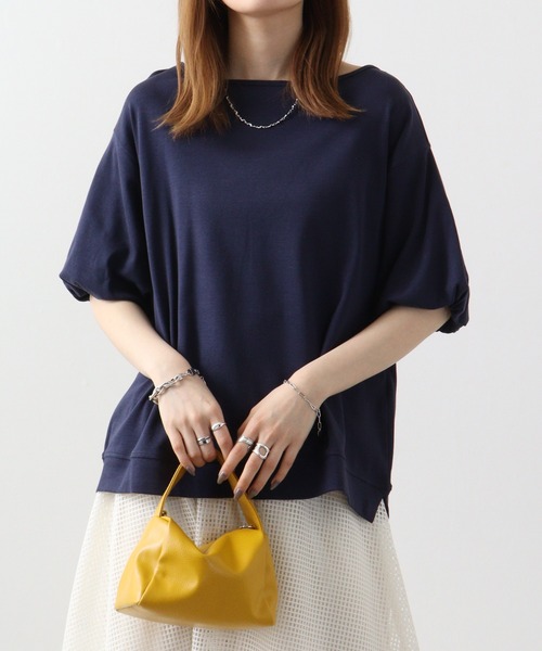 atONE（アットワン）の「atONE フレア袖ドロップショルダーTシャツ（Tシャツ/カットソー・レディース・オフホワイト/杢グレー/ブラック/カーキ/ネイビー・LL/L/3L/4L/M）」の22枚目の写真