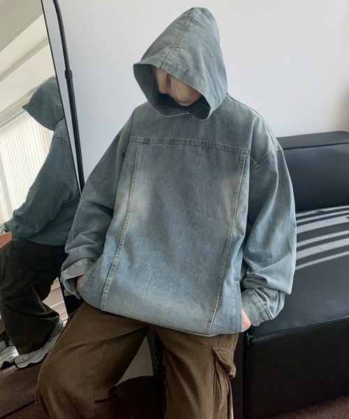 【セール】【FVLMEN】vintage wash denim pullover parka/ビンテージウォッシュ デニム プルオーバー パーカー（パーカー）｜FVLMEN（フルメン）