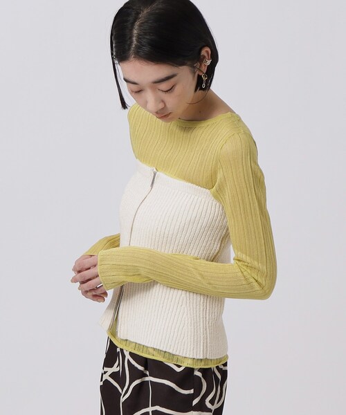 GALLEST（ギャレスト）の「◆カールヤーンジップビスチェ（ニット/セーター・レディース・ブラック/オフホワイト・38）」の5枚目の写真