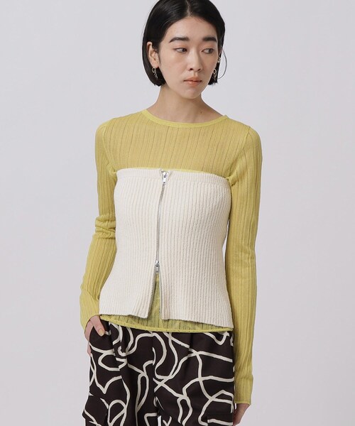 GALLEST（ギャレスト）の「◆カールヤーンジップビスチェ（ニット/セーター・レディース・ブラック/オフホワイト・38）」の6枚目の写真