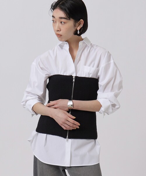 GALLEST（ギャレスト）の「◆カールヤーンジップビスチェ（ニット/セーター・レディース・ブラック/オフホワイト・38）」の9枚目の写真