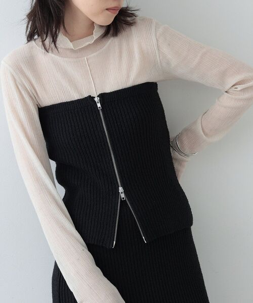 GALLEST（ギャレスト）の「◆カールヤーンジップビスチェ（ニット/セーター・レディース・ブラック/オフホワイト・38）」の14枚目の写真