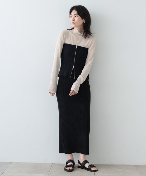 GALLEST（ギャレスト）の「◆カールヤーンジップビスチェ（ニット/セーター・レディース・ブラック/オフホワイト・38）」の17枚目の写真