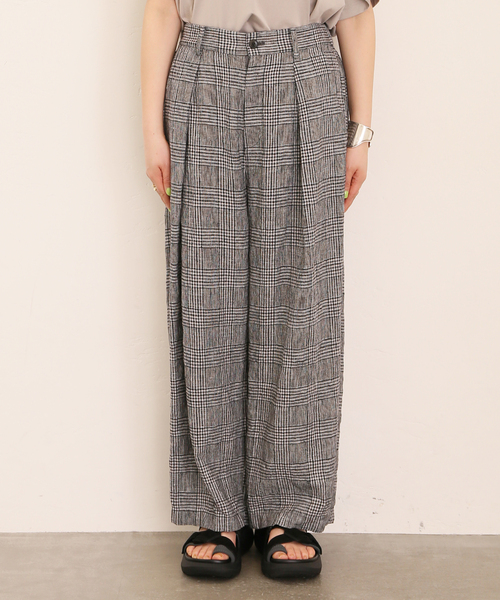 ジャーナルスタンダードラックス | リネンチェック タックパンツ JOURNAL STANDARD LUXE（ジャーナルスタンダード ラックス）の