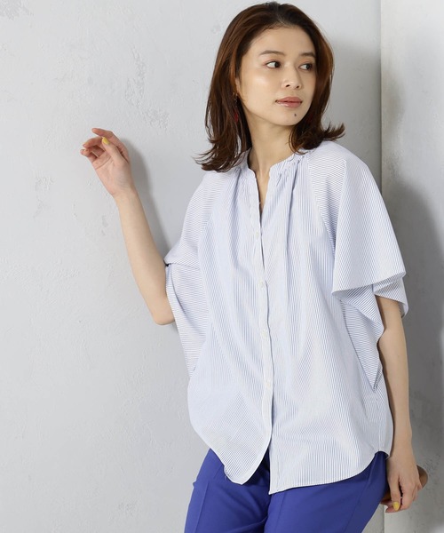 FOUND GOOD(ファウンドグッド)の「接触冷感・UV. 速乾・お手入れ簡単コタットスキッパーシャツ(シャツ/ブラウス・レディース・ブラック/ホワイト系5/ブラウン系5/グレー系/ブルー系/ブルー系1/グレー系1/ピンク系・L/M/S)」の6枚目の写真