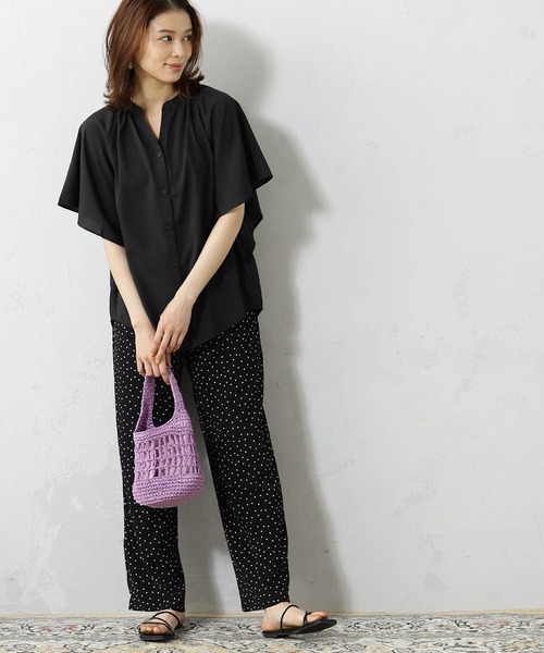 FOUND GOOD(ファウンドグッド)の「接触冷感・UV. 速乾・お手入れ簡単コタットスキッパーシャツ(シャツ/ブラウス・レディース・ブラック/ホワイト系5/ブラウン系5/グレー系/ブルー系/ブルー系1/グレー系1/ピンク系・L/M/S)」の1枚目の写真