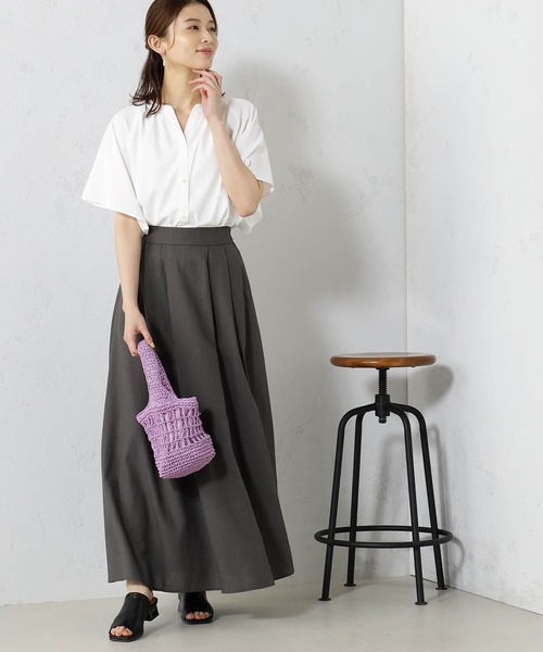 FOUND GOOD(ファウンドグッド)の「接触冷感・UV. 速乾・お手入れ簡単コタットスキッパーシャツ(シャツ/ブラウス・レディース・ブラック/ホワイト系5/ブラウン系5/グレー系/ブルー系/ブルー系1/グレー系1/ピンク系・L/M/S)」の9枚目の写真