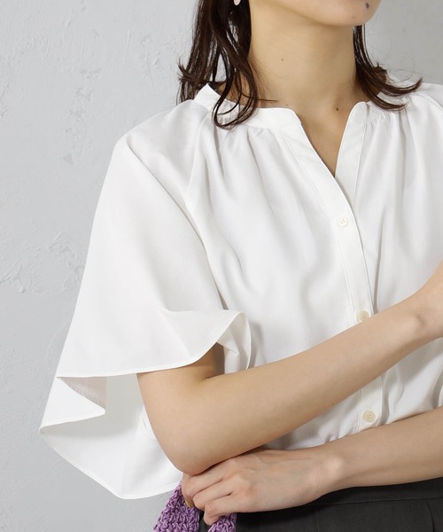 FOUND GOOD(ファウンドグッド)の「接触冷感・UV. 速乾・お手入れ簡単コタットスキッパーシャツ(シャツ/ブラウス・レディース・ブラック/ホワイト系5/ブラウン系5/グレー系/ブルー系/ブルー系1/グレー系1/ピンク系・L/M/S)」の10枚目の写真