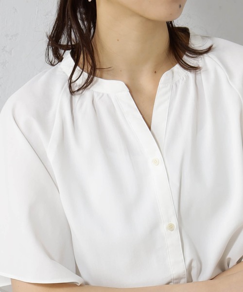 FOUND GOOD(ファウンドグッド)の「接触冷感・UV. 速乾・お手入れ簡単コタットスキッパーシャツ(シャツ/ブラウス・レディース・ブラック/ホワイト系5/ブラウン系5/グレー系/ブルー系/ブルー系1/グレー系1/ピンク系・L/M/S)」の11枚目の写真