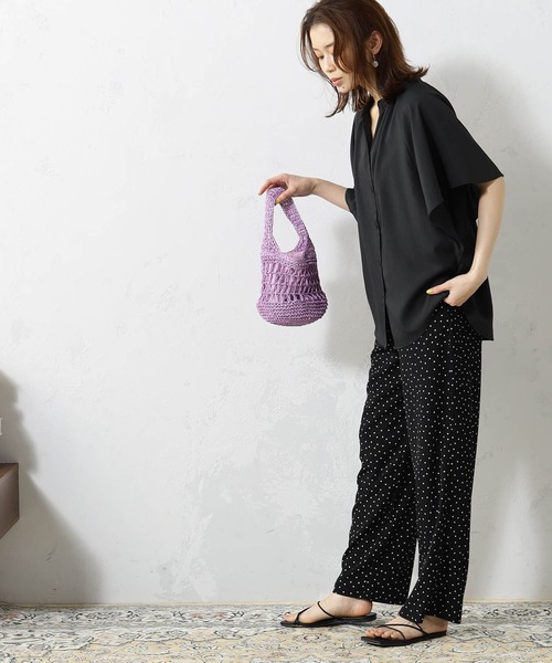 FOUND GOOD(ファウンドグッド)の「接触冷感・UV. 速乾・お手入れ簡単コタットスキッパーシャツ(シャツ/ブラウス・レディース・ブラック/ホワイト系5/ブラウン系5/グレー系/ブルー系/ブルー系1/グレー系1/ピンク系・L/M/S)」の16枚目の写真