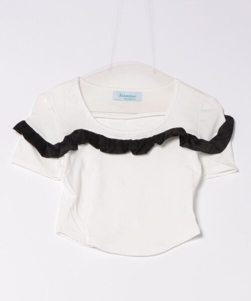 Jasmine Grandiflorum(ジャスミングランディフローラム)の「【Jasmine】フリルクロップド丈半袖Tシャツ (SS)(Tシャツ/カットソー・レディース・ブラック/ベージュ/ホワイト・FREE)」の19枚目の写真