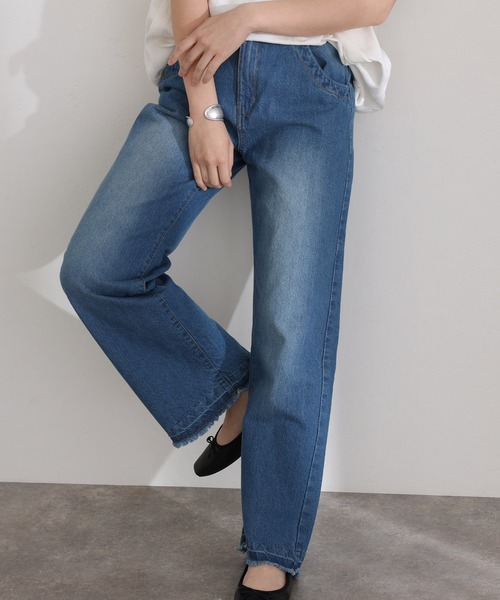 ElegChic(エレグシック)の「ヴィンテージ風ポケット加工セミワイドパンツ(デニムパンツ・レディース・ブルー/ライトブルー・M/L/XL/3L/4L)」の15枚目の写真