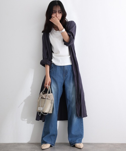 ElegChic(エレグシック)の「ヴィンテージ風ポケット加工セミワイドパンツ(デニムパンツ・レディース・ブルー/ライトブルー・M/L/XL/3L/4L)」の14枚目の写真