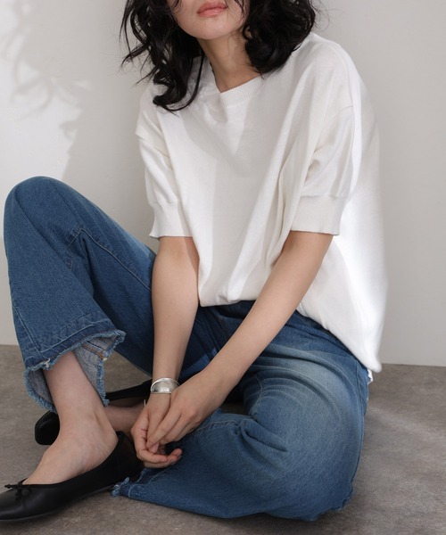 ElegChic(エレグシック)の「ヴィンテージ風ポケット加工セミワイドパンツ(デニムパンツ・レディース・ブルー/ライトブルー・M/L/XL/3L/4L)」の13枚目の写真