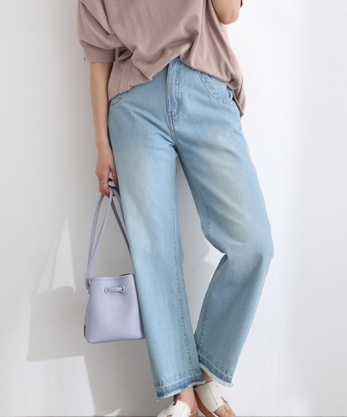 ElegChic(エレグシック)の「ヴィンテージ風ポケット加工セミワイドパンツ(デニムパンツ・レディース・ブルー/ライトブルー・M/L/XL/3L/4L)」の11枚目の写真